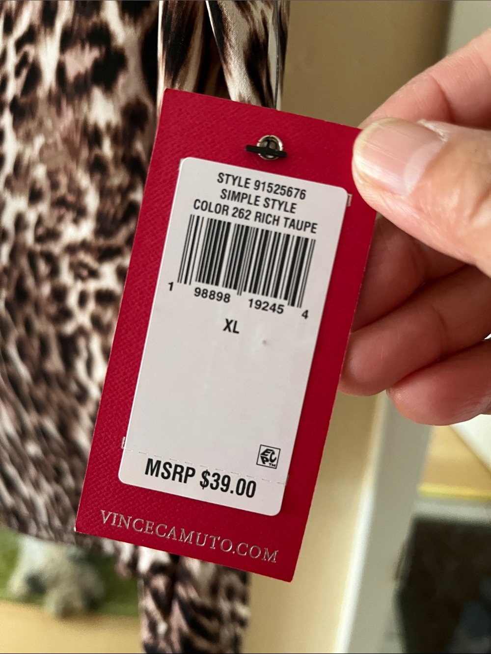 Vince Camuto Leopard Print Sleeveless Tank Top in Brown and Cream - Picture 7 of 9